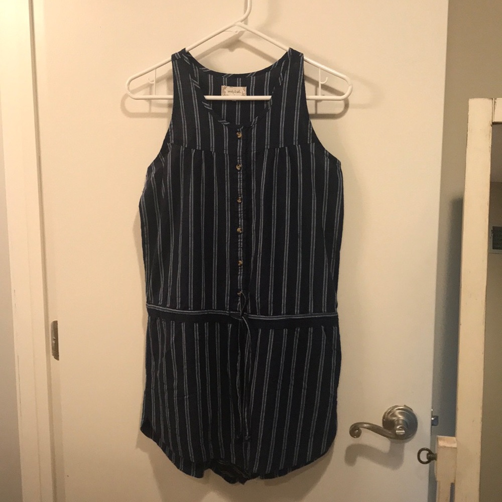Navy striped romper